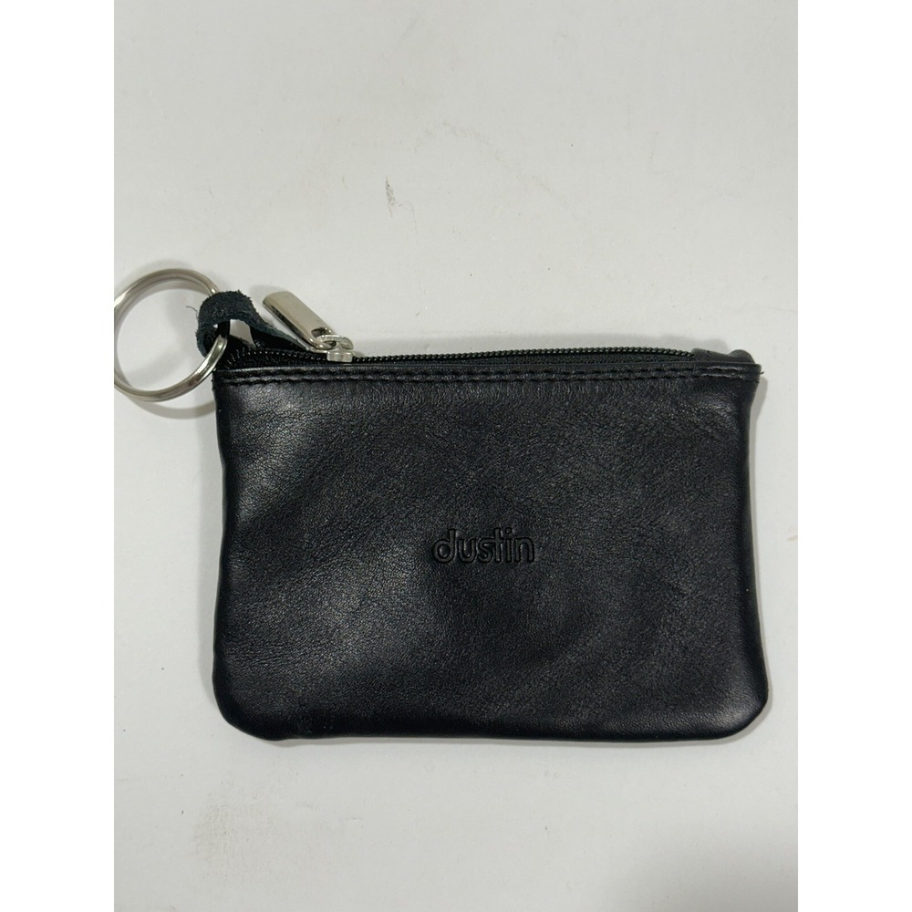 Dustin Vintage Leather Coin Case Wallet Black zippered